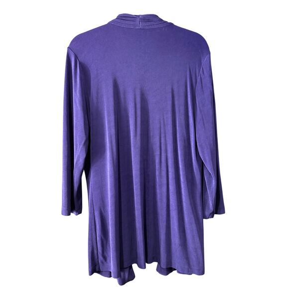 Chico’s Travelers™ Purple Drape Open Front Cardigan Size 2 (Large) Stretch Knit - Picture 2 of 12